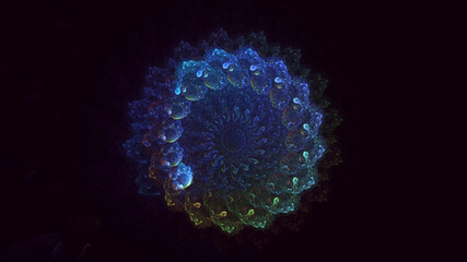 Wall Mural - 3D manual rendering abstract fantasy light fractal background. Its not AI Generatd illustration.