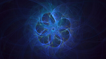 Wall Mural - 3d manual rendering abstract blue fractal light background. its not ai generatd illustration.