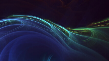 Wall Mural - 3D manual rendering abstract blue fractal light background. Its not AI Generatd illustration.
