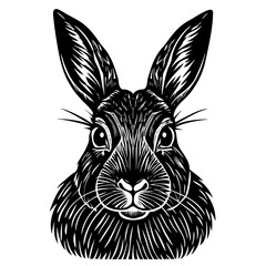 rabbit Black and white vector illustration animal silhouette for t-shirt print