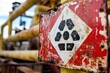 © Jirapron - Close-up of a weathered warning sign on industrial equipment.