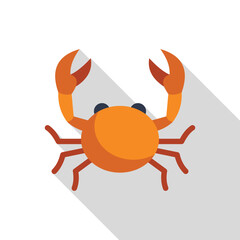 Canvas Print - Cartoon crab with big claws raised is showing a walking motion with its eight legs