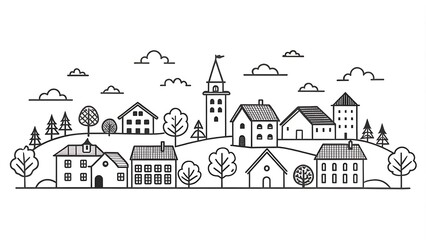 Village skyline drawing trend