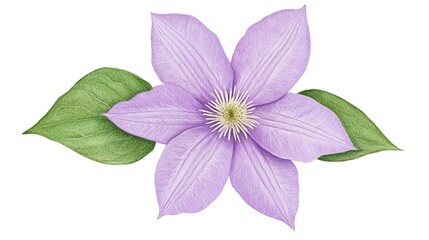 Clematis on solid white background, single object