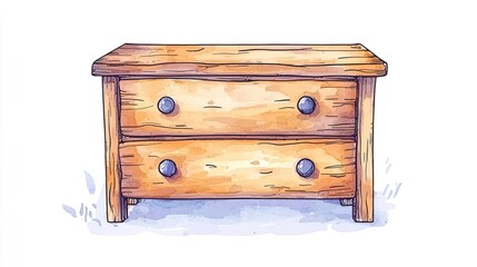 Wall Mural - A chest of drawers on solid white background, single object