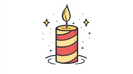 Wall Mural - Simple line art of a Christmas candle with a striped wick.