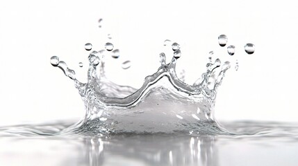 Wall Mural - Water Splash with Droplets Against White Background