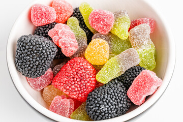 closeup of a pile of different candies