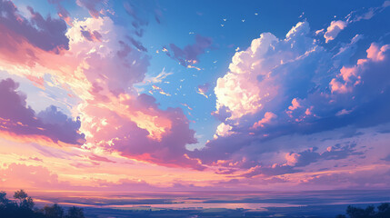 Wall Mural - Beatiful sky with comolus clouds
