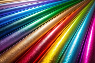 Canvas Print - colorful metallic cylinders close-up in radial pattern with glossy finish