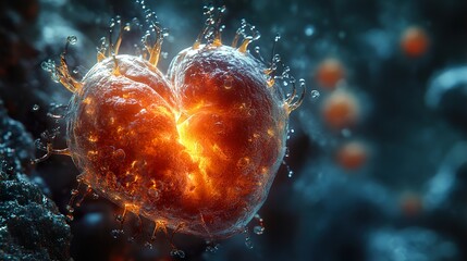 Wall Mural - glowing heart cell: a microscopic view of life