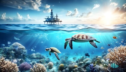 Harmony of Marine Life and Offshore Energy Platforms in Sustainable Ecosystems