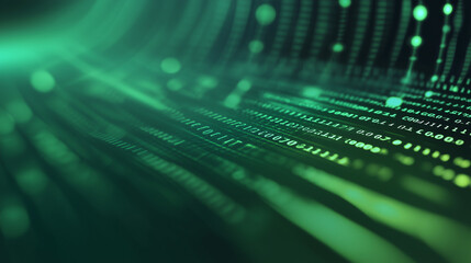 Green digital binary data on computer screen background. Matrix style
