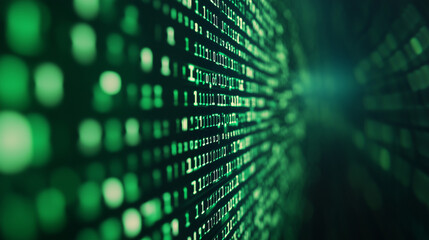 Green digital binary data on computer screen background. Matrix style
