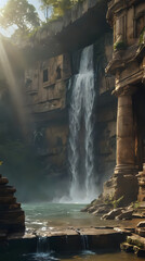 Wall Mural - a waterfall in the middle of a rocky area