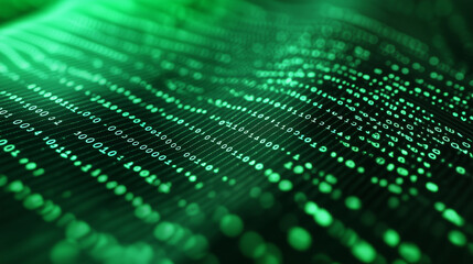 Green digital binary data on computer screen background. Matrix style
