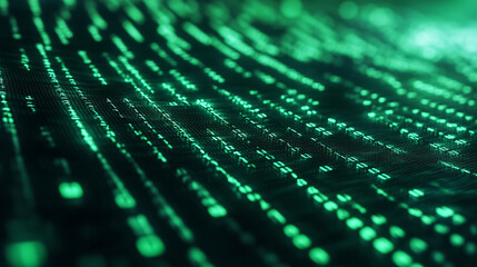 Green digital binary data on computer screen background. Matrix style
