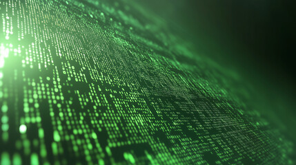 Green digital binary data on computer screen background. Matrix style
