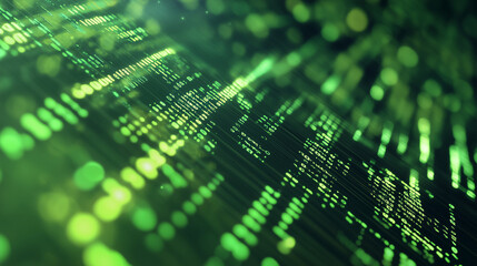 Green digital binary data on computer screen background. Matrix style
