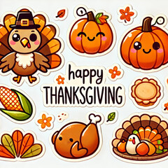 Thanksgiving Cartoon Illustrations and Festive Parade Scenes