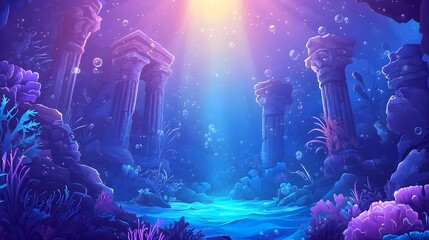 underwater ruins fantasy scene