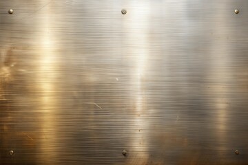 Canvas Print - shiny brushed metal surface close-up with reflective texture