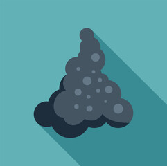 Sticker - Dark cloud of smoke spreading in the air, isolated on a blue background with a long shadow