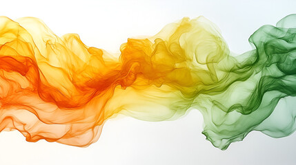 Wall Mural - colorful abstract swirling smoke in orange, green, and yellow tones on a light background capturing 