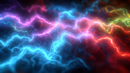 Wall Mural - colorful electric currents create a vibrant display of energy in a visually striking abstract backgr