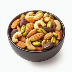 Canvas Print - A bowl of assorted nuts featuring cashews, almonds, pistachios, and more. The mix offers a colorful display. Great for snacking or garnishing dishes. Perfect for health enthusiasts. AI