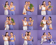 © Prostock-studio - Two multiracial women in matching outfits showcase a variety of healthy foods and fitness items, displaying joyful camaraderie. They pose with fruits, vegetables, and exercise gear