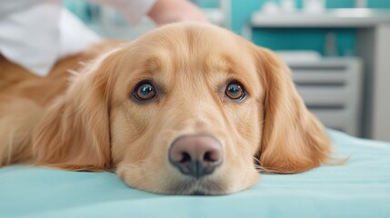 Poster - A close up of a dog laying on top of the bed, AI