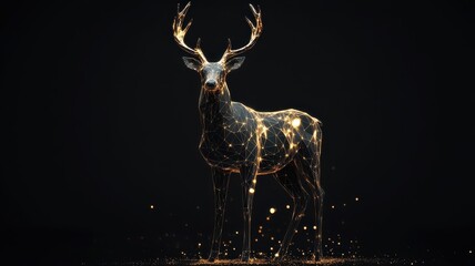 Stylized 3D deer, with sleek lines and a contemporary digital aesthetic, standing majestically.