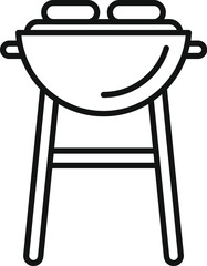 Sticker - Kettle barbecue grill with meat cooking on top icon, outline style