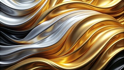 Wall Mural - Luxurious gold and white abstract silk waves background pattern