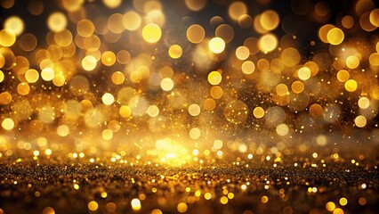 Wall Mural - Luxurious gold bokeh silhouette on a black background for decoration