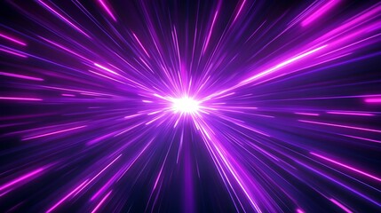 Poster - Neon speed rays abstract background. A burst of pink light energy