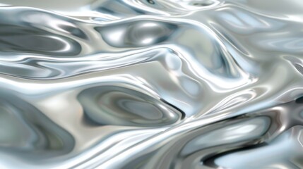 Poster - Abstract Silver Liquid Surface with Soft Waves