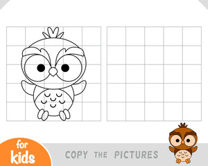 Copy the picture, education game for kids, Cute cartoon character owl