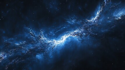 Wall Mural - a stunning blue galaxy unfolds in a high-quality photo, showcasing a breathtaking cosmic landscape f