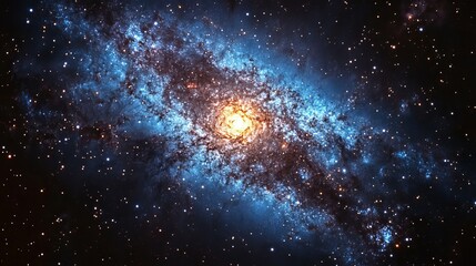 Wall Mural - a stunning blue galaxy unfolds in a high-quality photo, showcasing a breathtaking cosmic landscape f