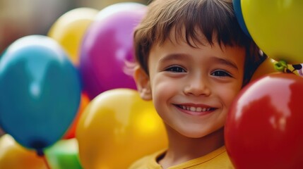 Joyful Child Amidst Colorful Balloons