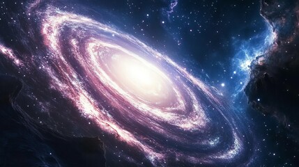 Wall Mural - a mesmerizing view from space reveals a spiral galaxy surrounded by countless stars, with the univer