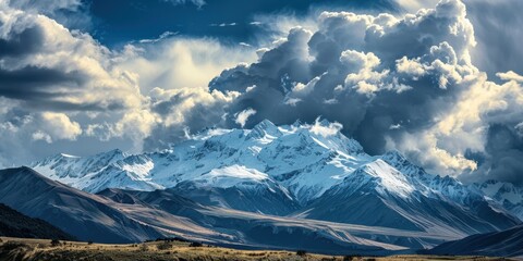 Wall Mural - Majestic Mountains Under Dramatic Sky