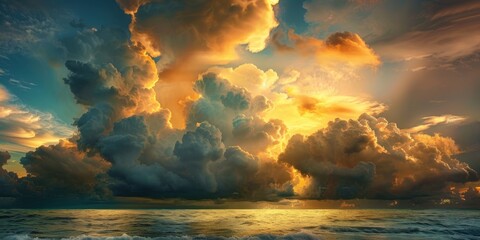 Sticker - Majestic Sunset Over Ocean with Dramatic Clouds