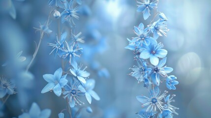 Canvas Print - Close up view of Jacob s ladder flowers soft shallow depth of field