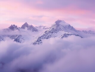 Canvas Print - Misty Mountains Under Soft Clouds at Dawn