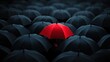 © zaen_studio - Red Umbrella In A Sea Of Black Umbrellas