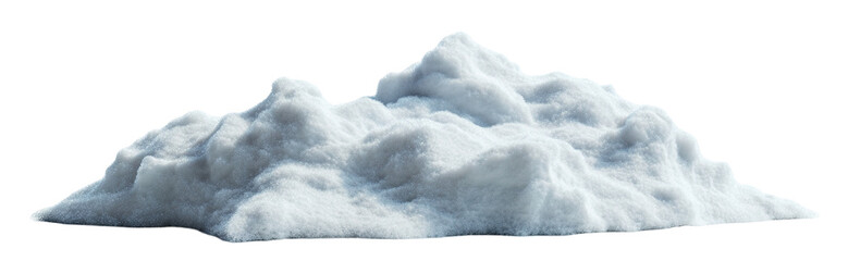 Large snowdrift with soft texture, isolated on transparent cutout background