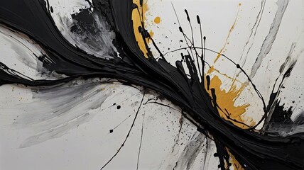 Wall Mural - Abstract painting black colors and brush stroke backround 